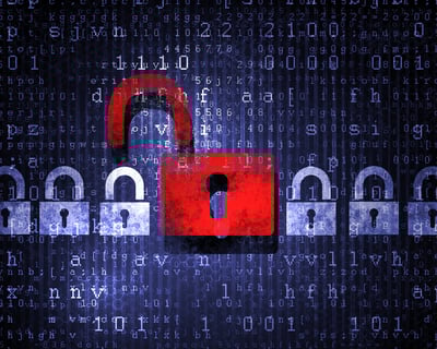 Security concept Lock on digital screen, illustration