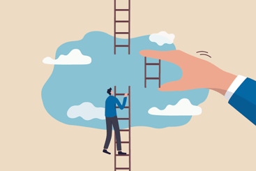 challenges: man on broken ladder