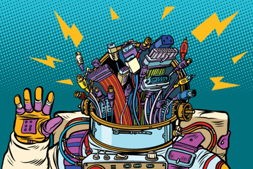 Astronaut Wires Cartoon Image