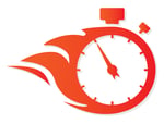 clock on fire orange icon 