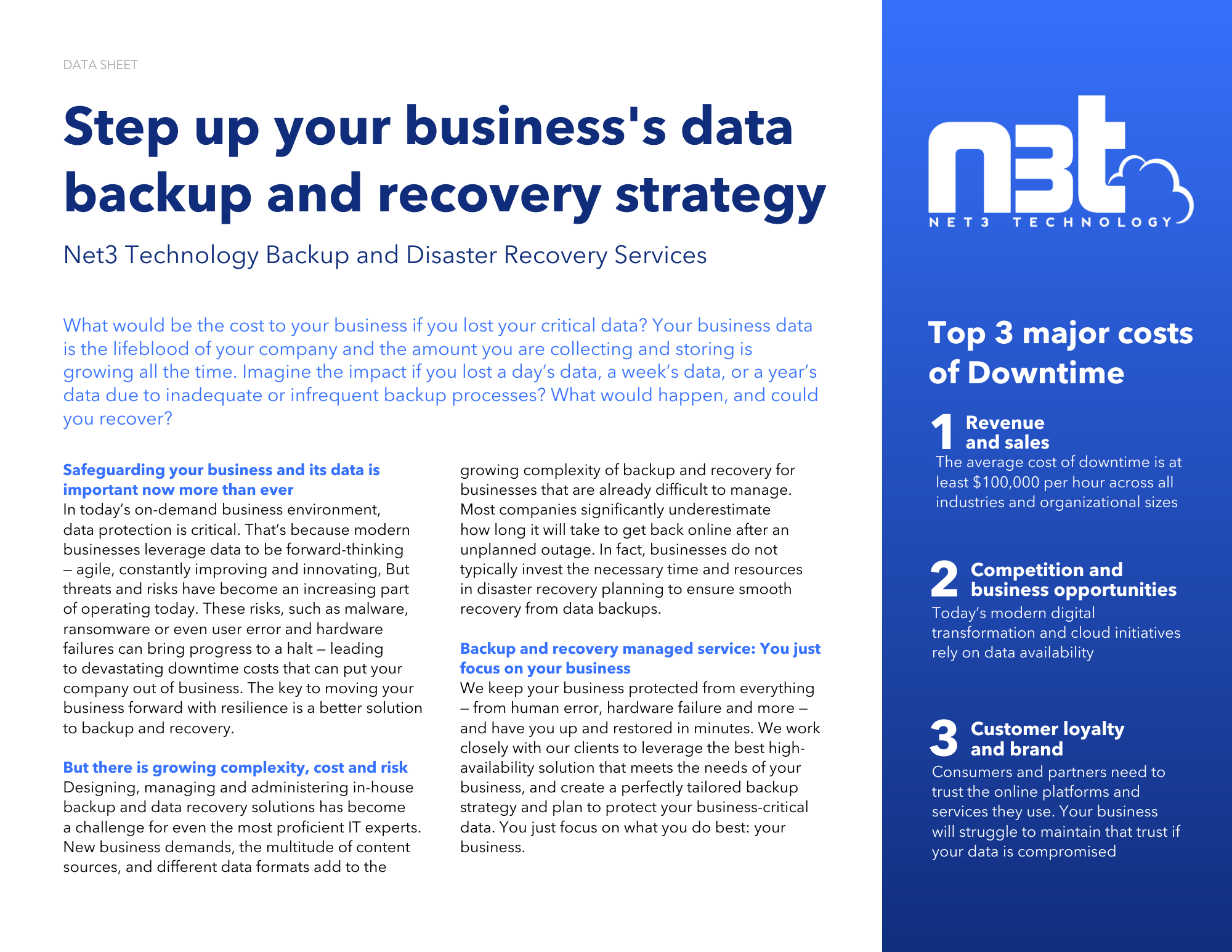 net3 backup and recovery datasheet 1